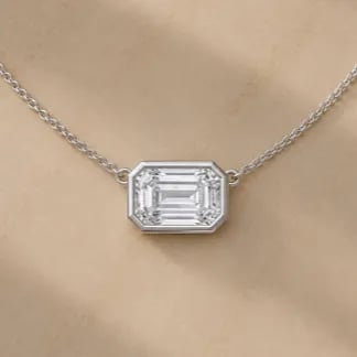 emerald cut bezel set station pendant
