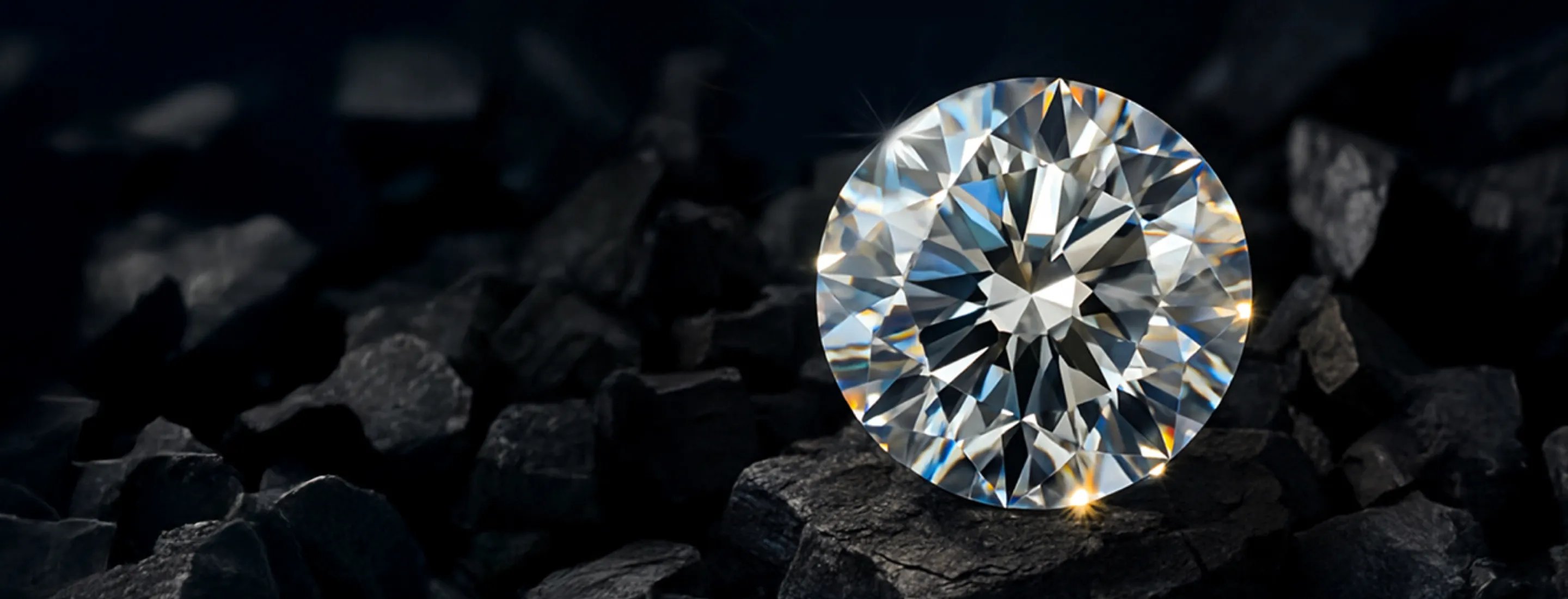 a round diamond ontop of charcoal stone