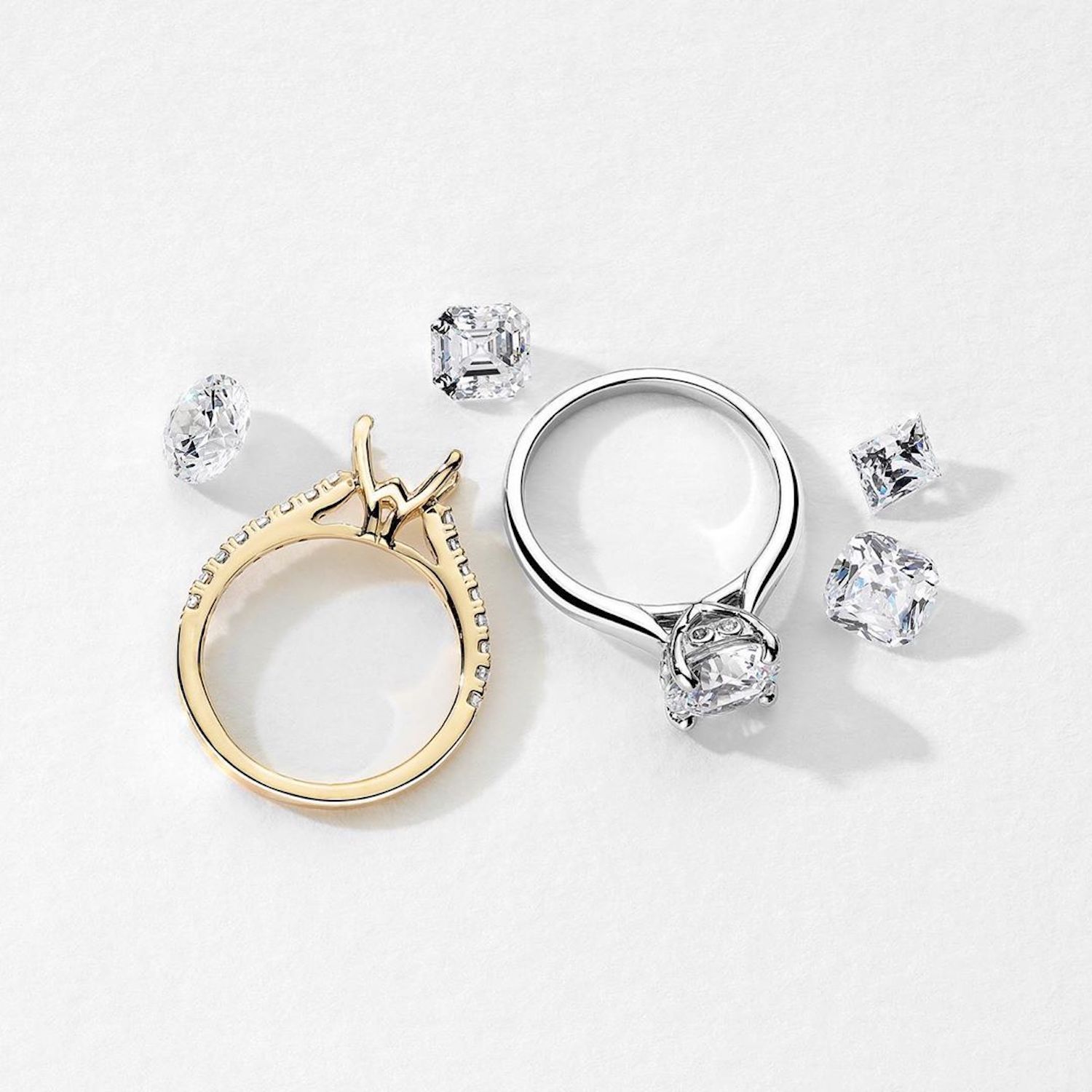 yellow gold and white gold engagement ring