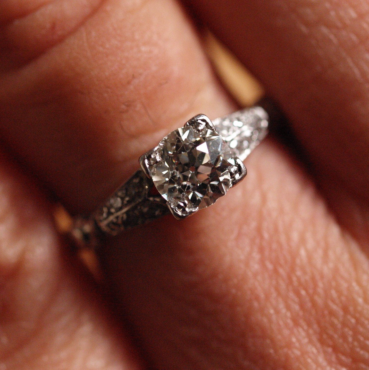 Vintage old european cut engagement ring