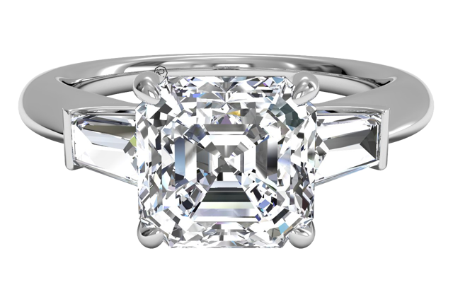 asscher 3 stone diamond ring