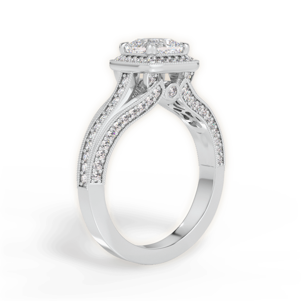 14kt White Gold/18kt White Gold/Platinum/cushion/front