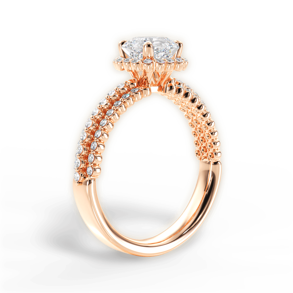 14kt Rose Gold/18kt Rose Gold/asscher/front