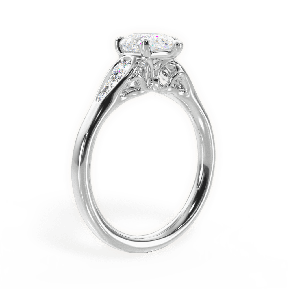 14kt White Gold/18kt White Gold/Platinum/pear/front