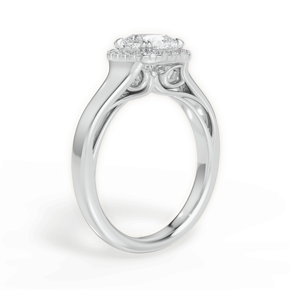 14kt White Gold/18kt White Gold/Platinum/cushion/front