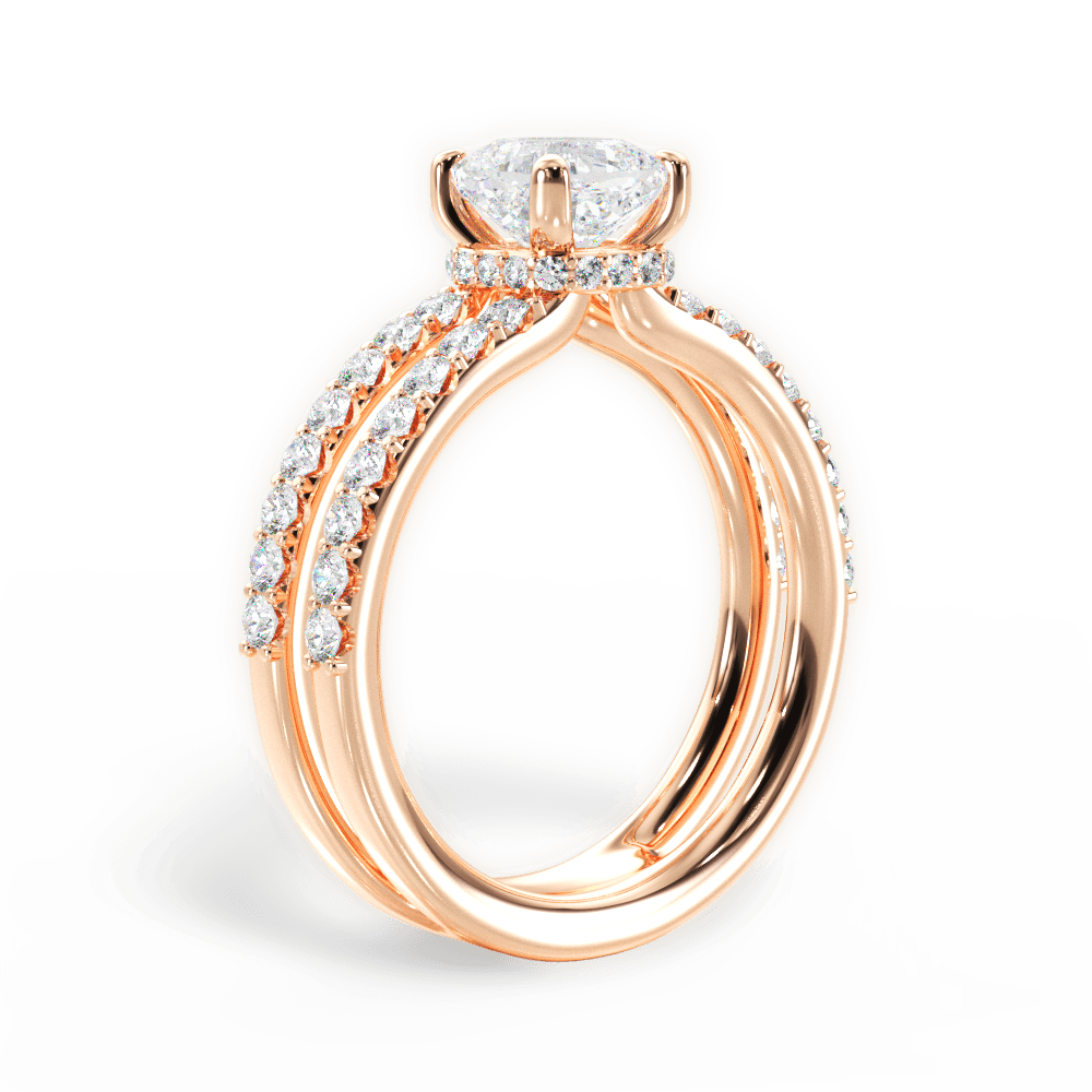 14kt Rose Gold/18kt Rose Gold/cushion/front