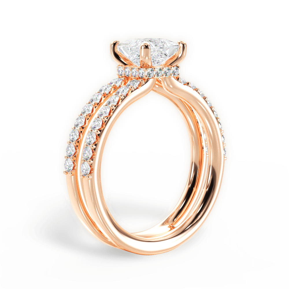 14kt Rose Gold/18kt Rose Gold/princess/front
