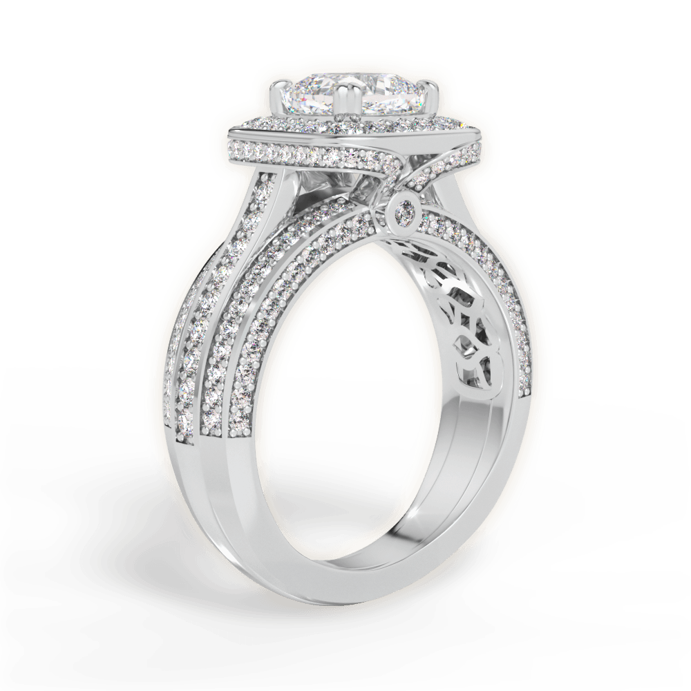 14kt White Gold/18kt White Gold/Platinum/cushion/front