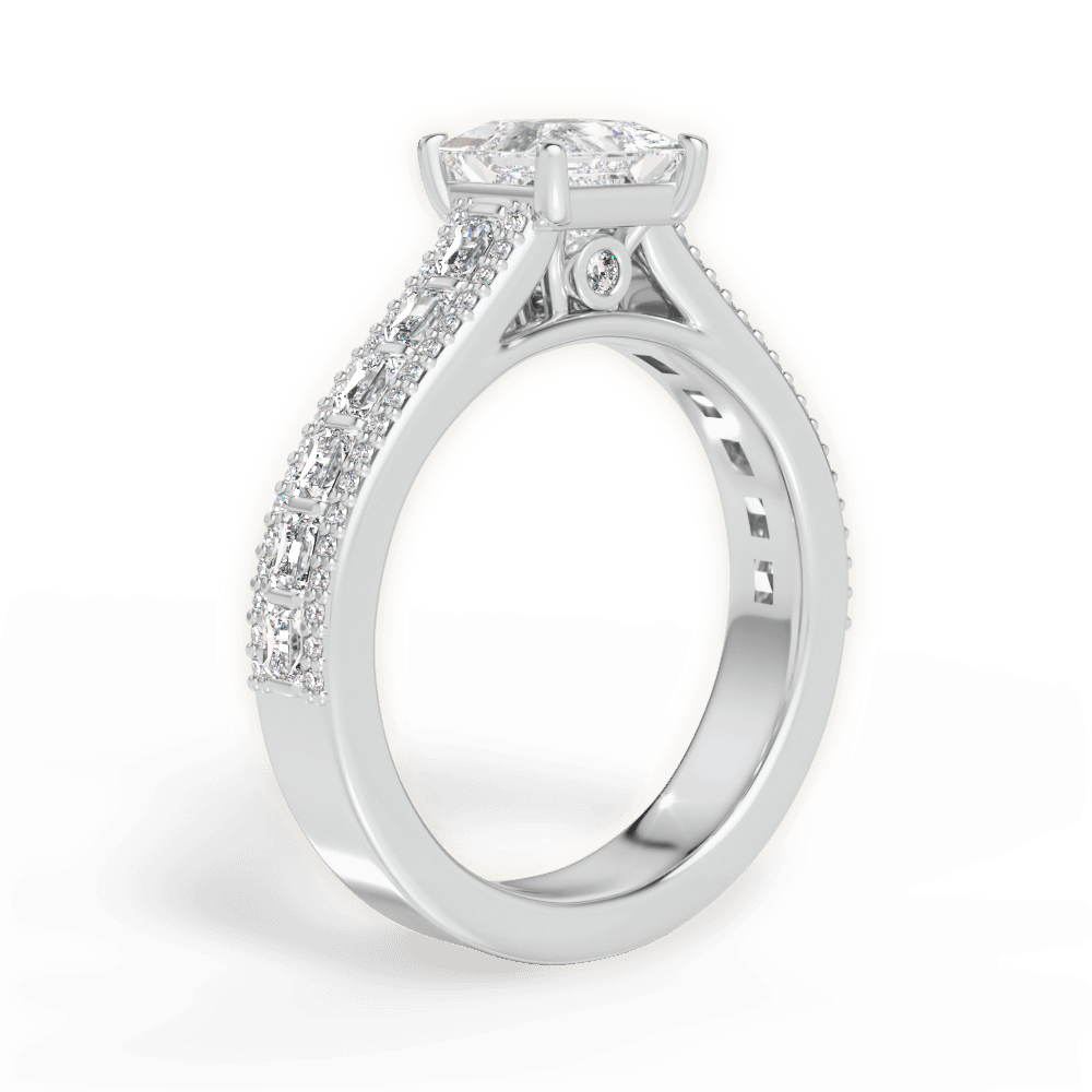 14kt White Gold/18kt White Gold/Platinum/princess/front