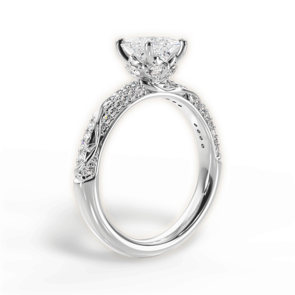 14kt White Gold/18kt White Gold/Platinum/princess/front