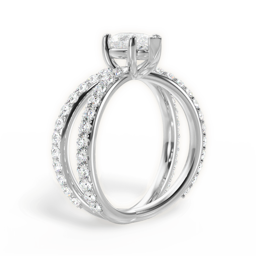 14kt White Gold/18kt White Gold/Platinum/pear/front