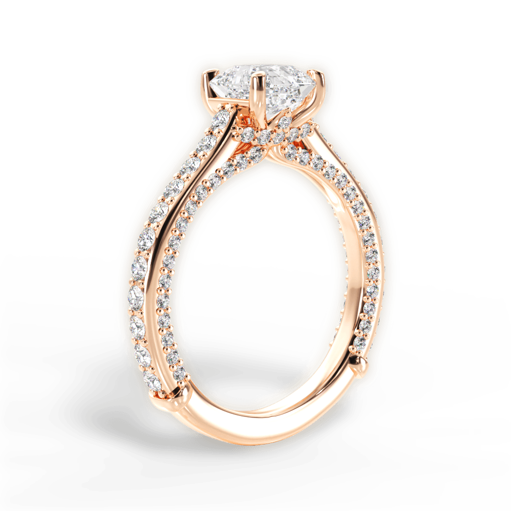 14kt Rose Gold/18kt Rose Gold/asscher/front