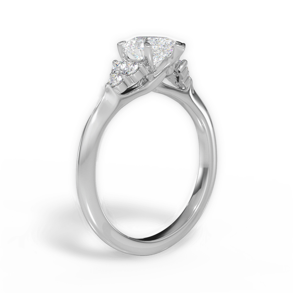 14kt White Gold/18kt White Gold/Platinum/pear/front