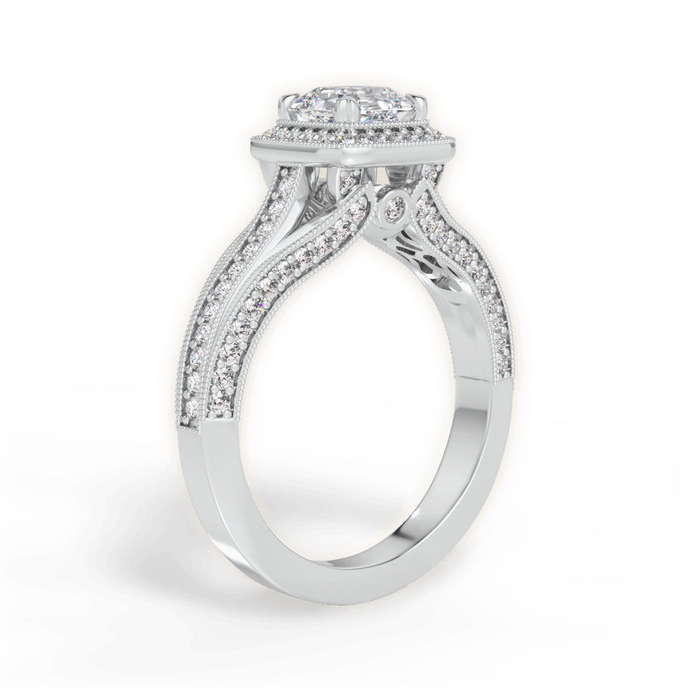 14kt White Gold/18kt White Gold/Platinum/asscher/front