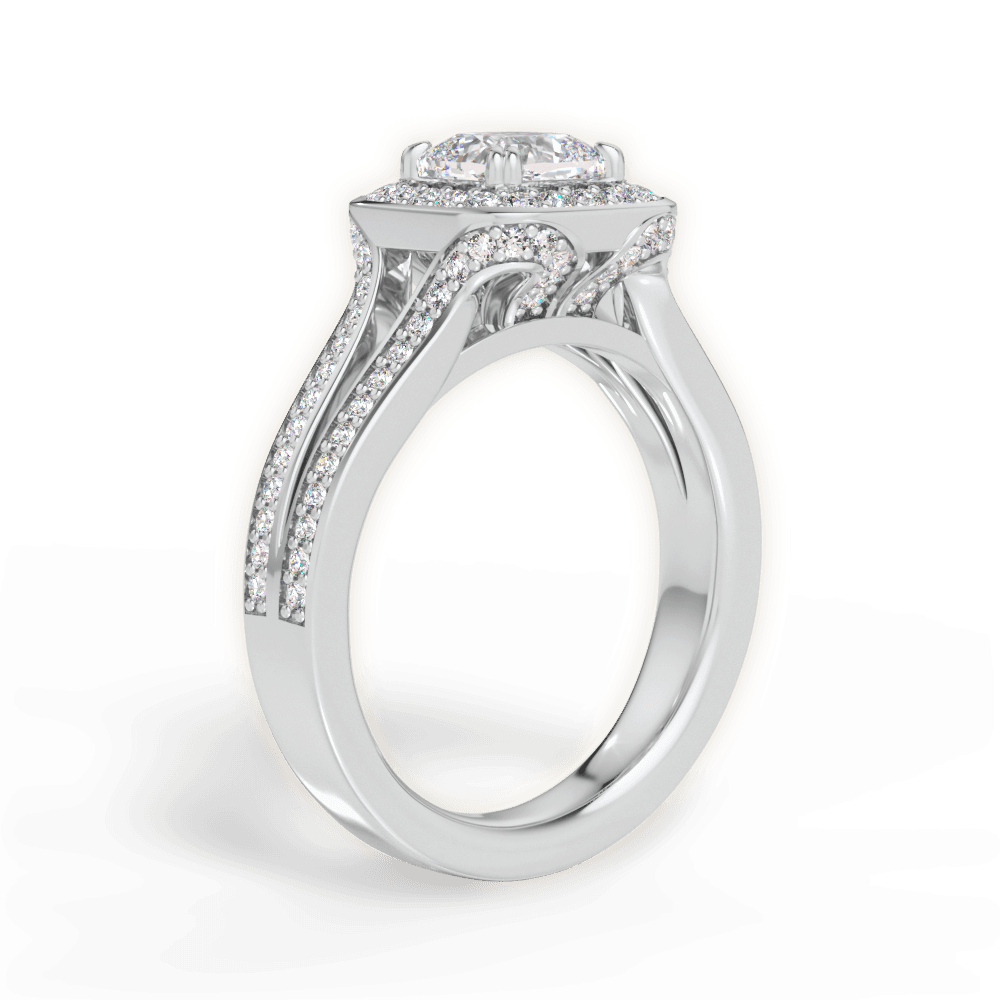 14kt White Gold/18kt White Gold/Platinum/cushion/front