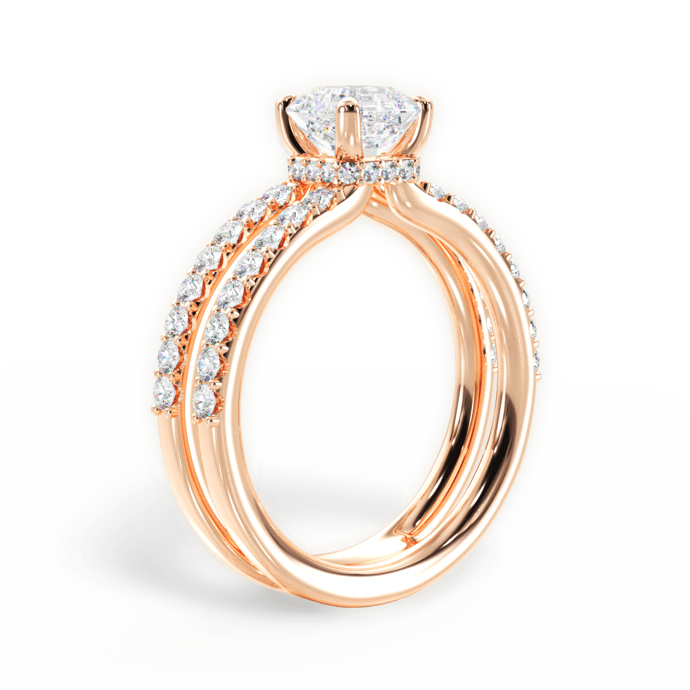 14kt Rose Gold/18kt Rose Gold/asscher/front