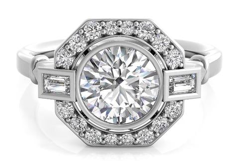 octagon halo engagement ring