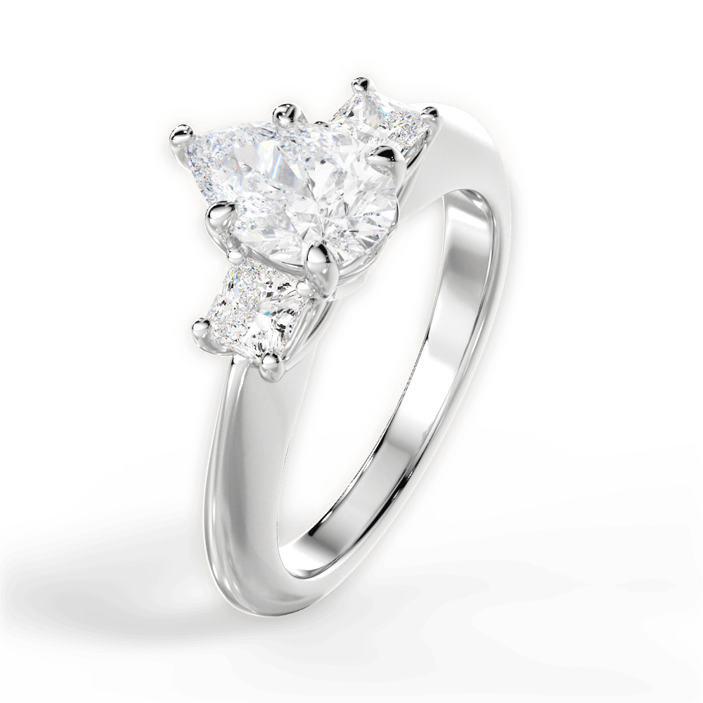 14kt White Gold/18kt White Gold/Platinum/pear/side