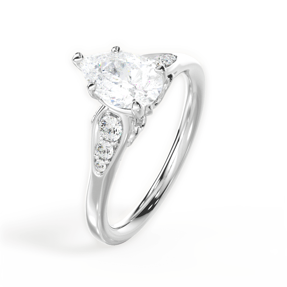 14kt White Gold/18kt White Gold/Platinum/pear/side
