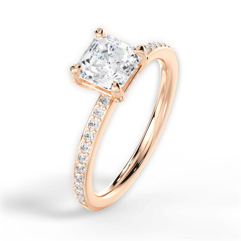 14kt Rose Gold/18kt Rose Gold/asscher/side
