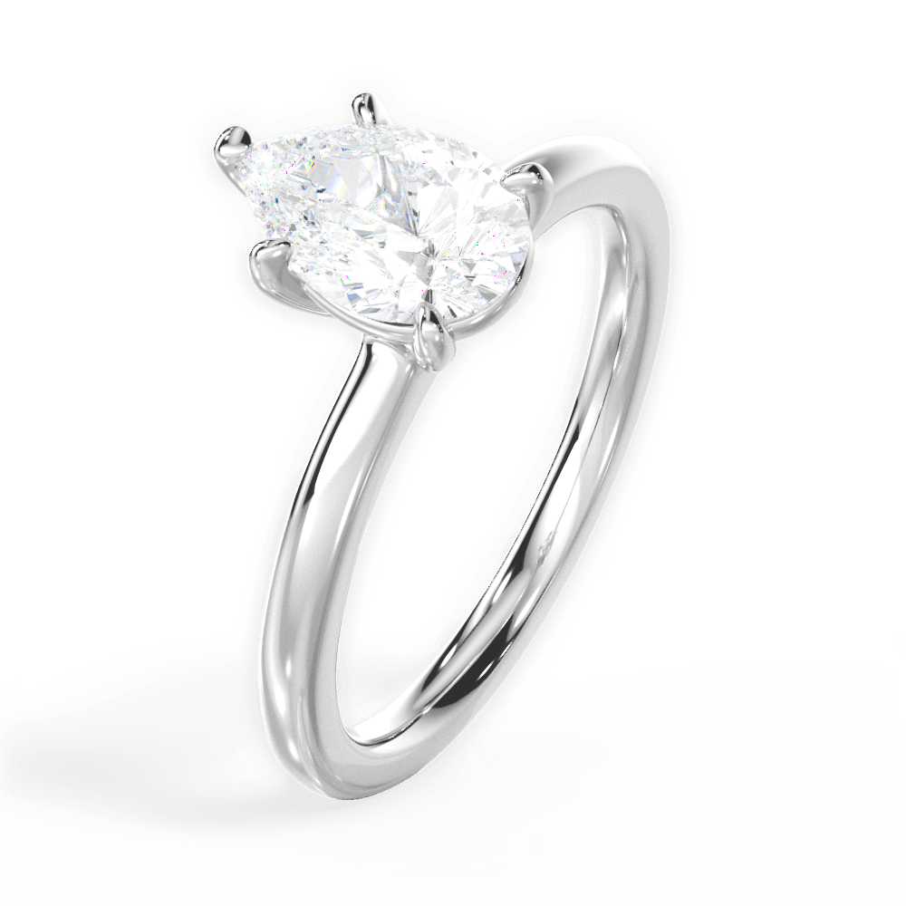 14kt White Gold/18kt White Gold/Platinum/pear/side