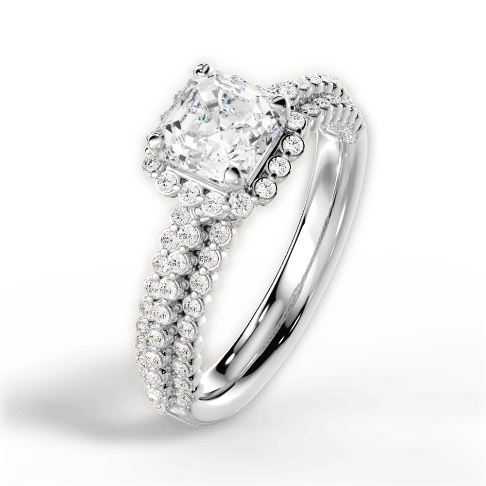14kt White Gold/18kt White Gold/Platinum/asscher/side