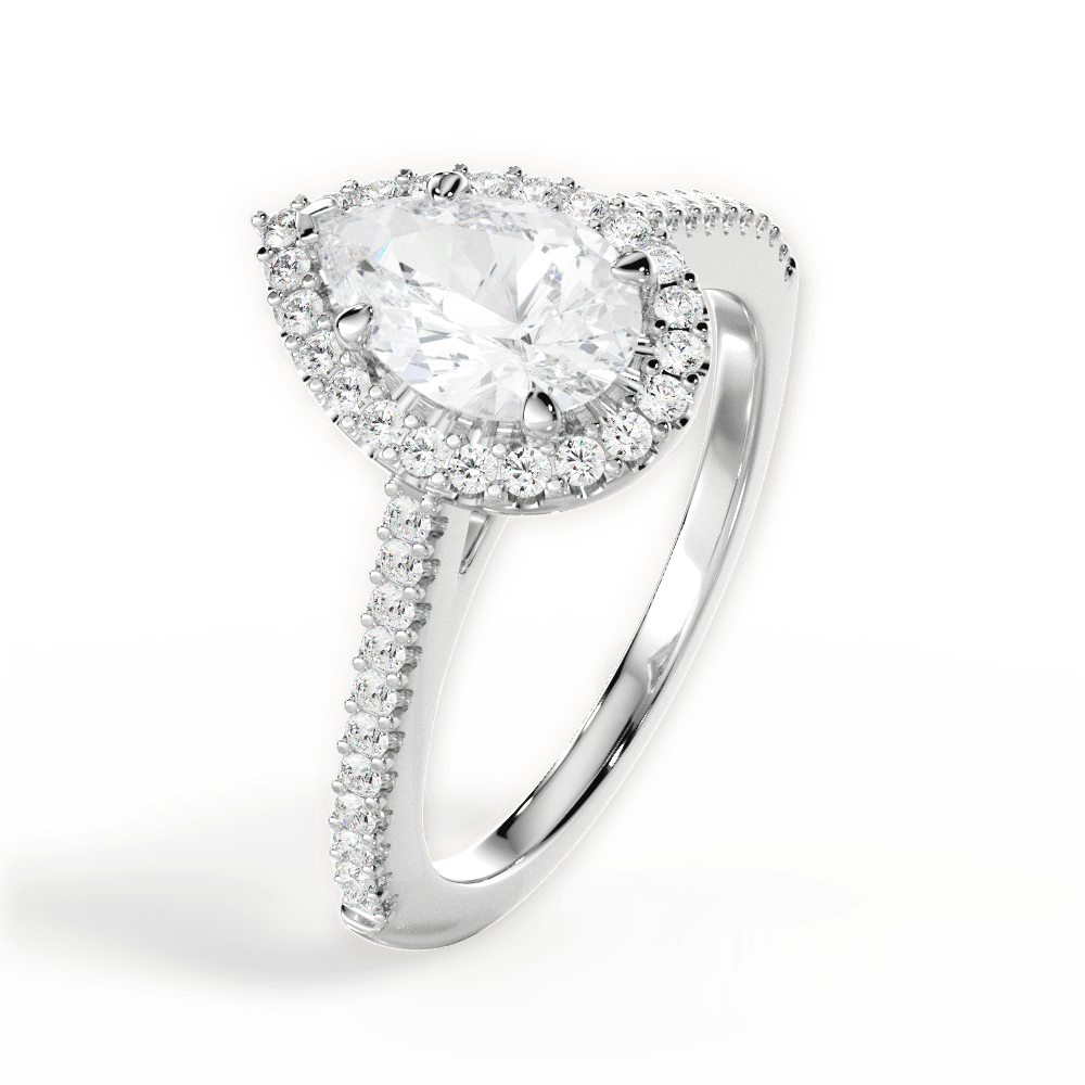 14kt White Gold/18kt White Gold/Platinum/pear/side