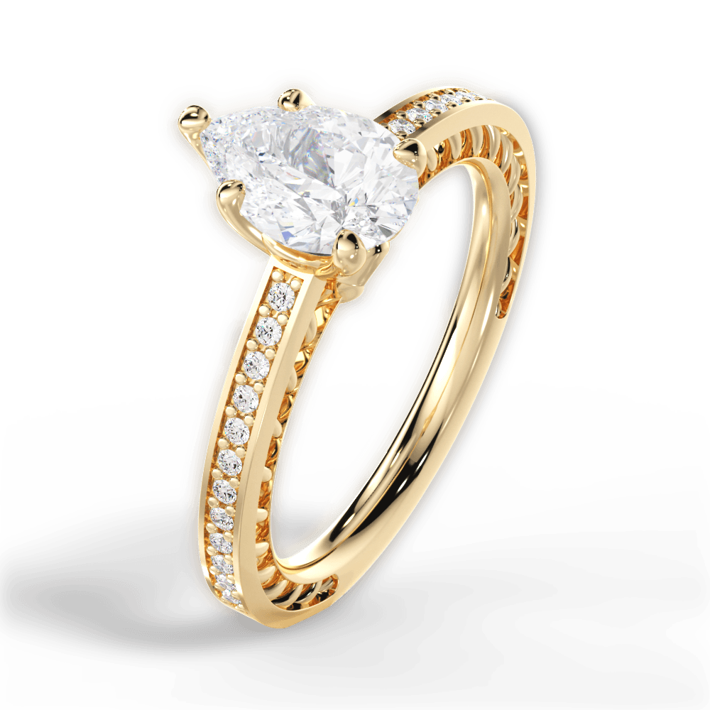 14kt Yellow Gold/18kt Yellow Gold/pear/side