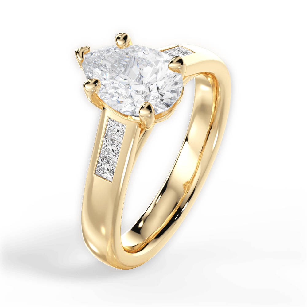 14kt Yellow Gold/18kt Yellow Gold/pear/side