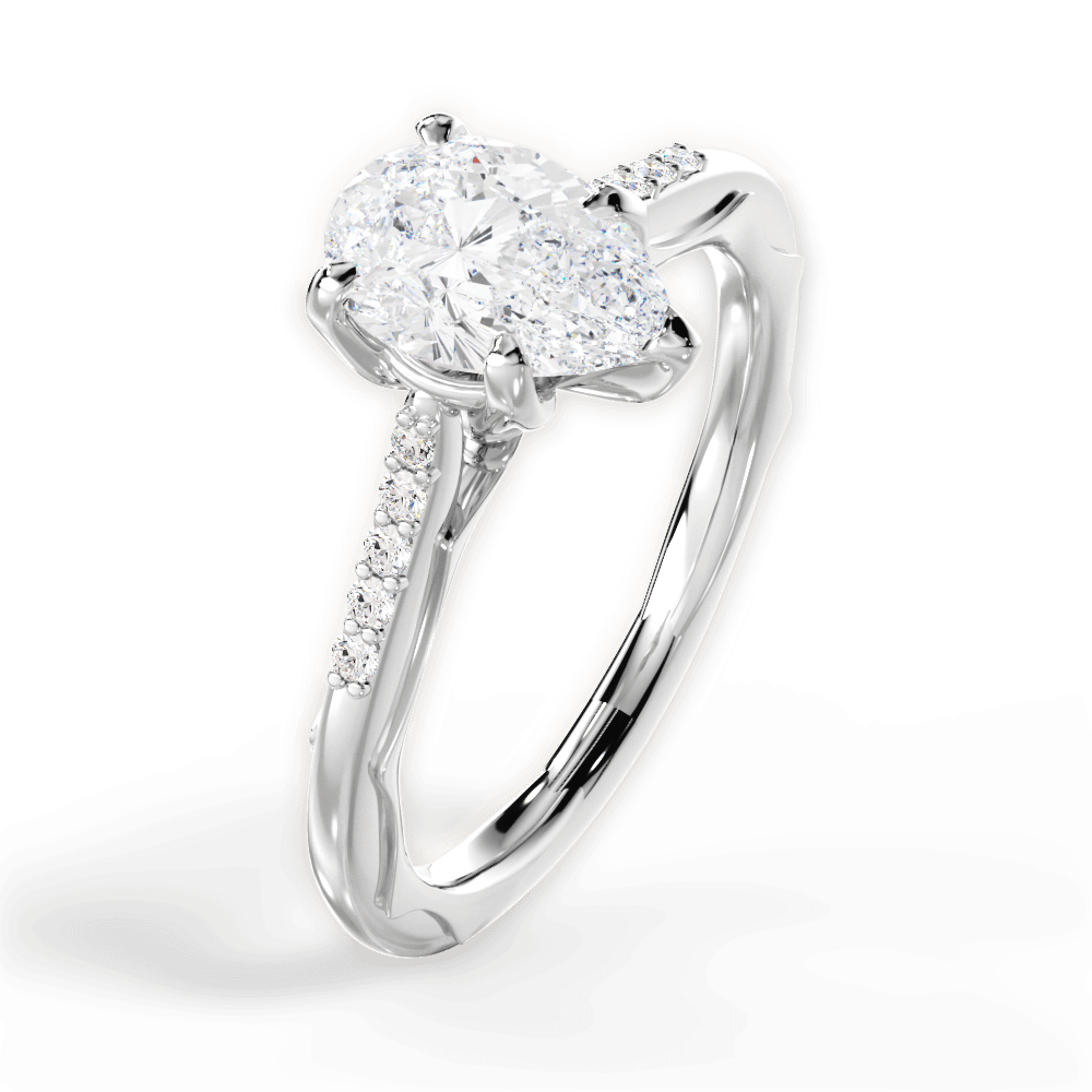 14kt White Gold/18kt White Gold/Platinum/pear/side