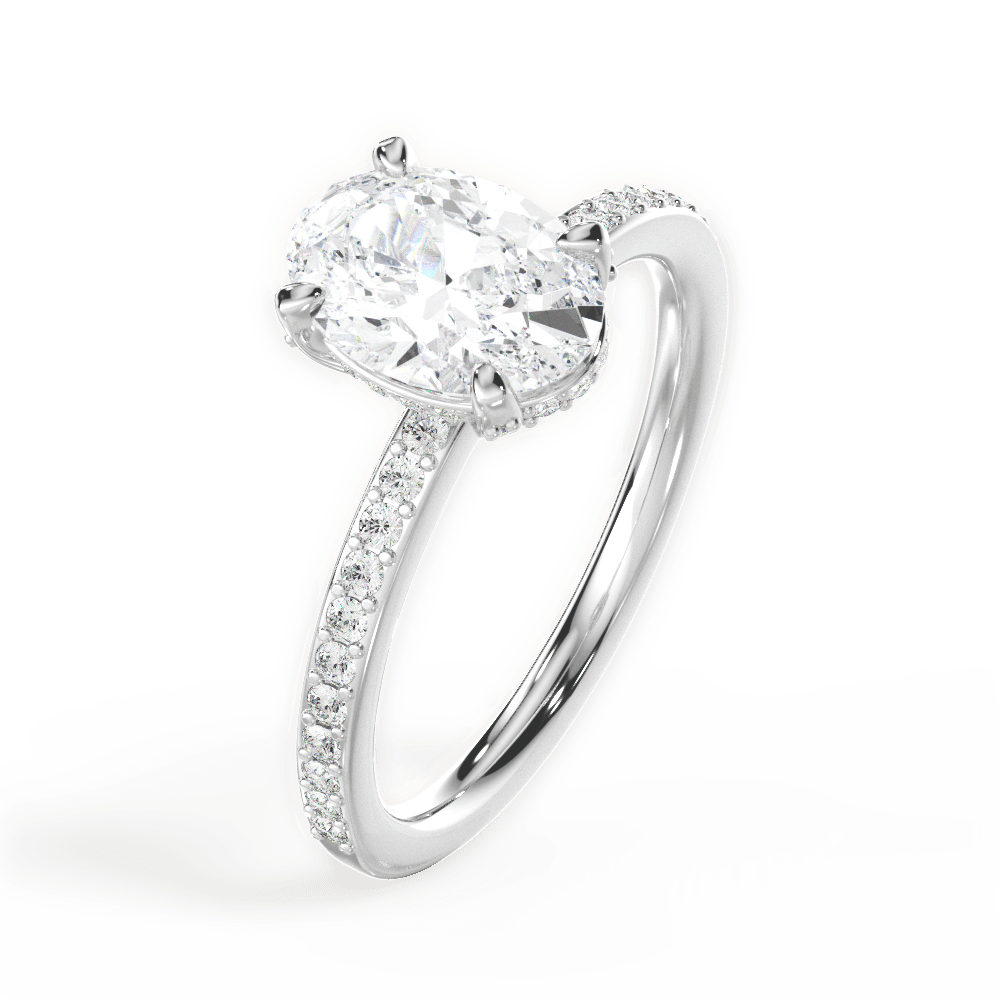 14kt White Gold/18kt White Gold/Platinum/oval/side