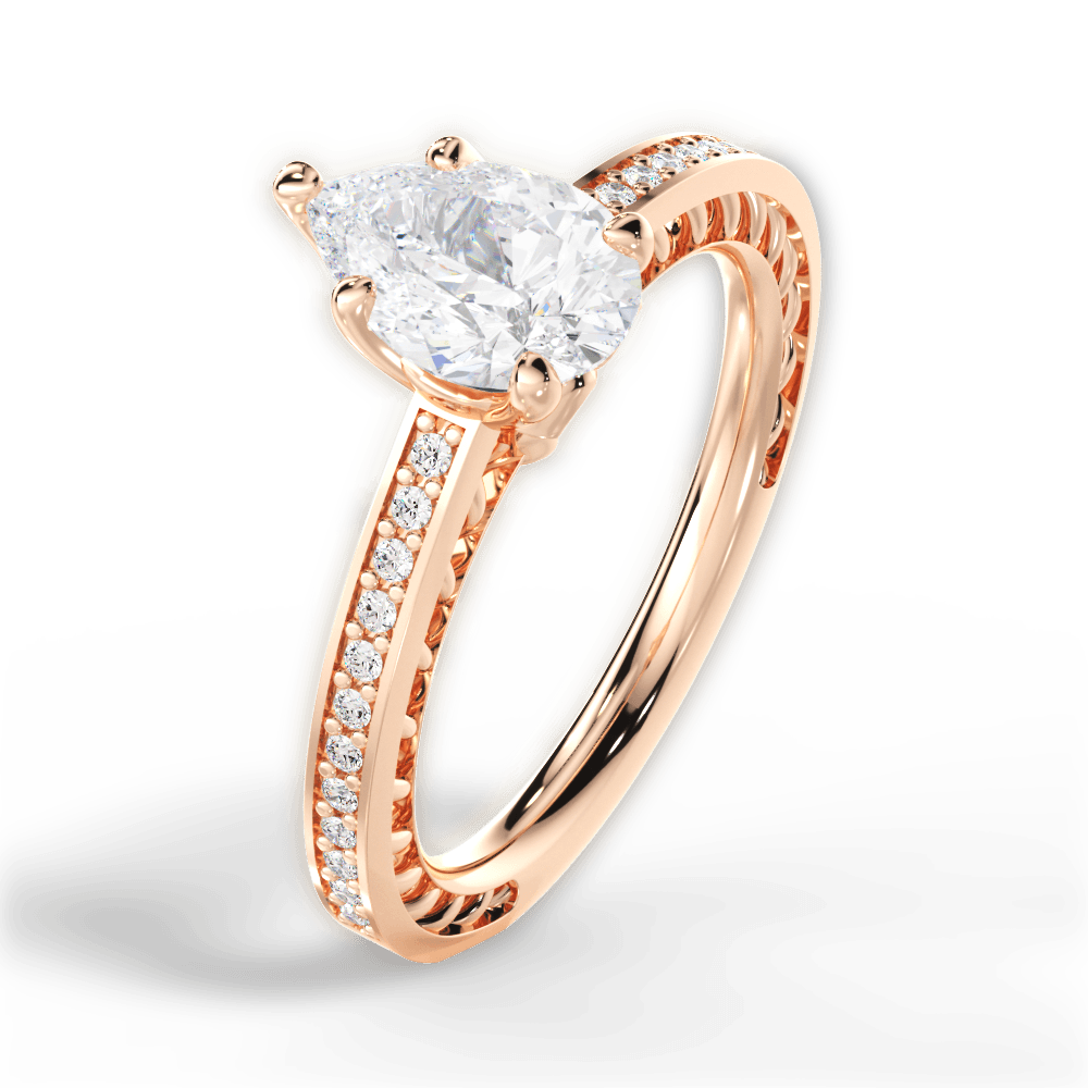 14kt Rose Gold/18kt Rose Gold/pear/side