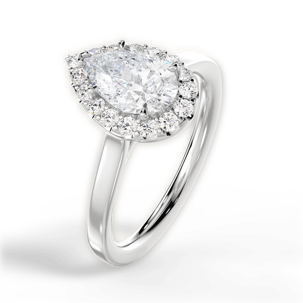 14kt White Gold/18kt White Gold/Platinum/pear/side