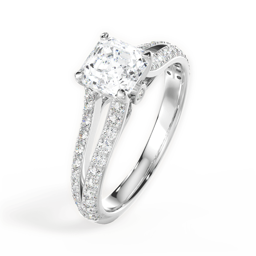 14kt White Gold/18kt White Gold/Platinum/asscher/side