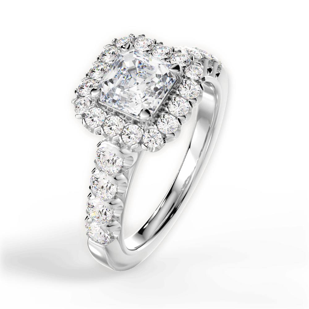 14kt White Gold/18kt White Gold/Platinum/asscher/side