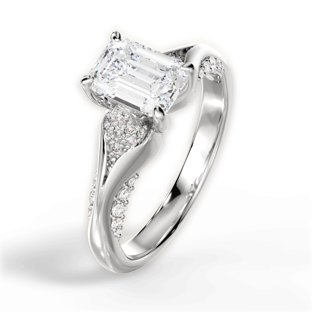 14kt White Gold/18kt White Gold/Platinum/emerald/side