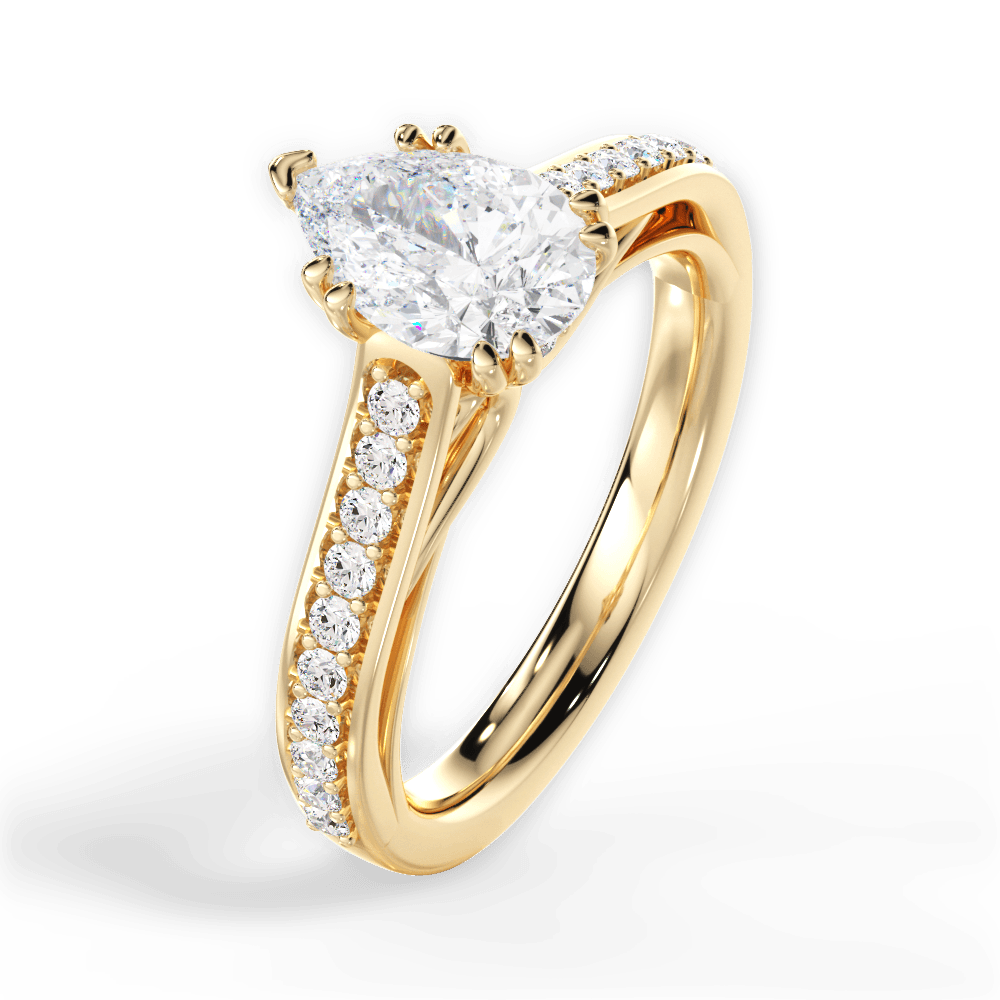 14kt Yellow Gold/18kt Yellow Gold/pear/side