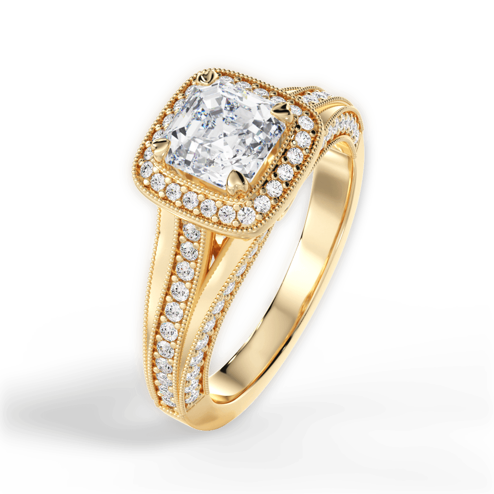 14kt Yellow Gold/18kt Yellow Gold/asscher/side