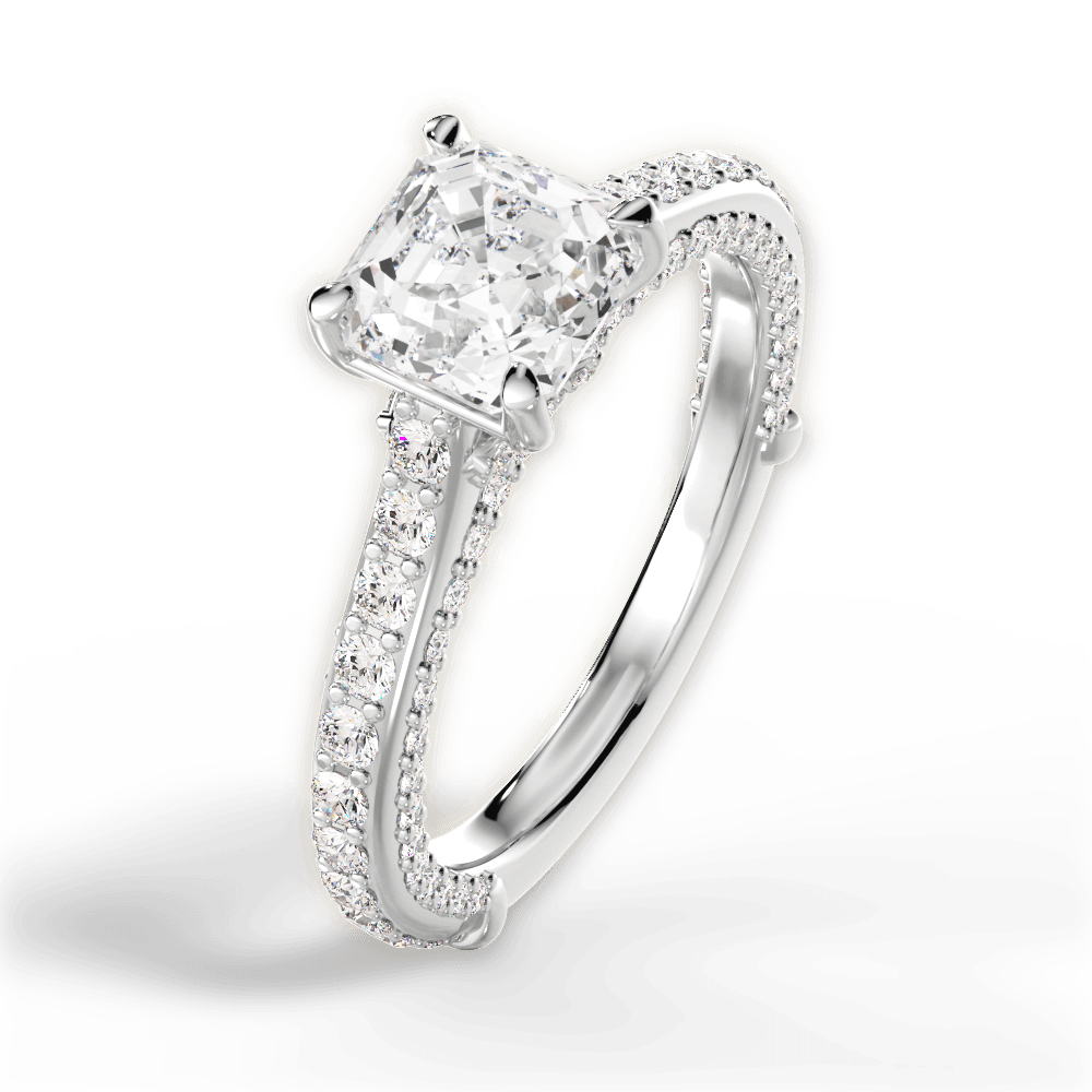 14kt White Gold/18kt White Gold/Platinum/asscher/side