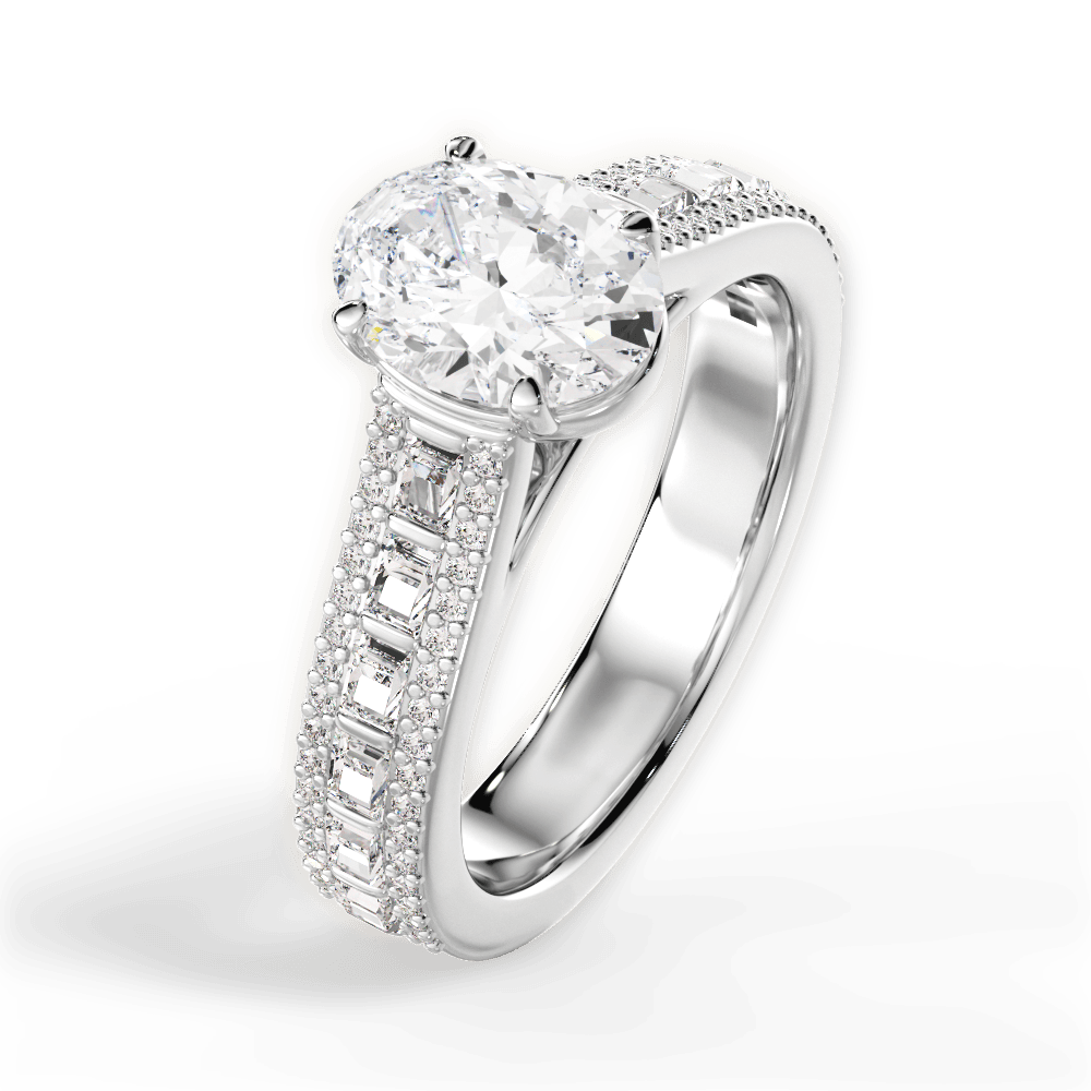 14kt White Gold/18kt White Gold/Platinum/oval/side