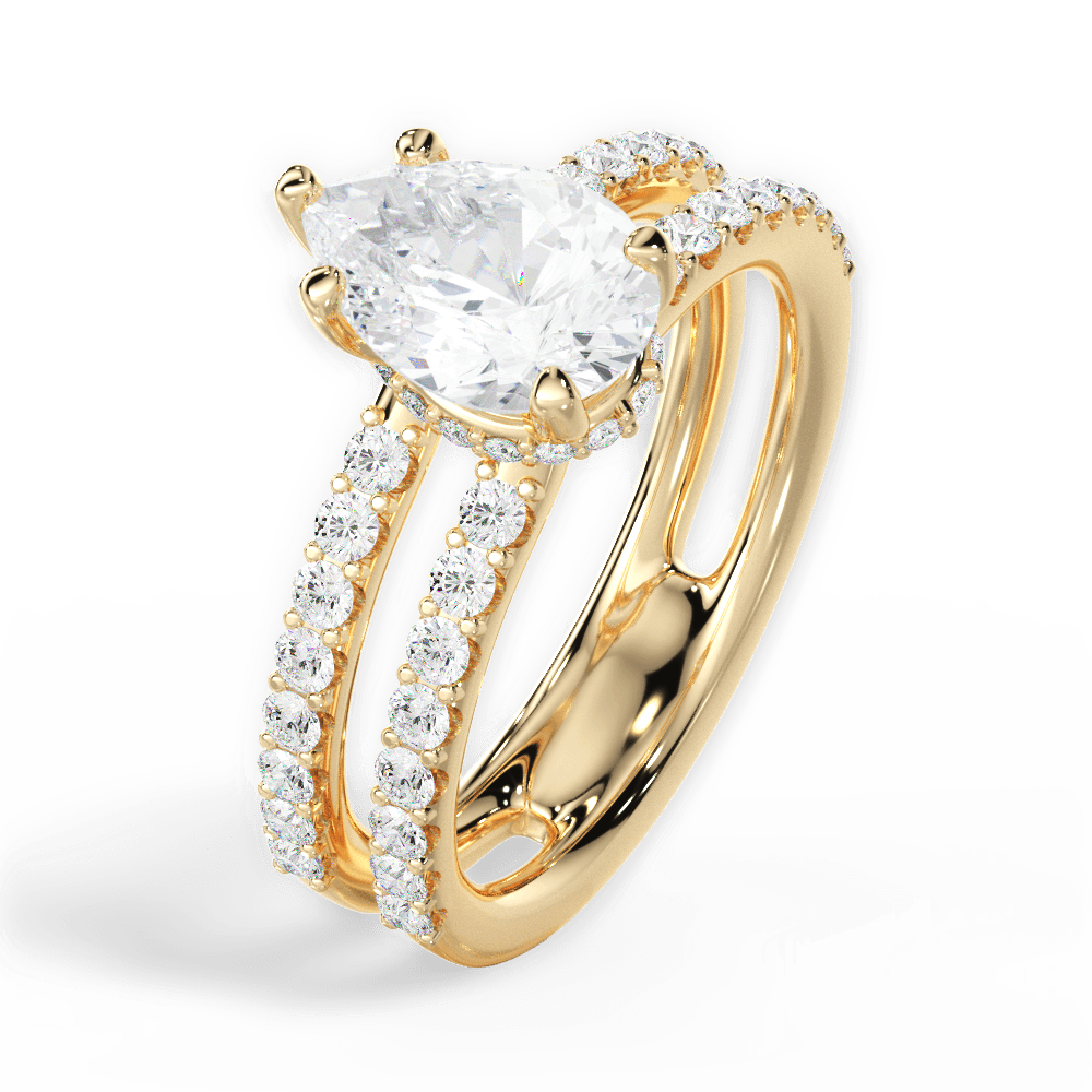 14kt Yellow Gold/18kt Yellow Gold/pear/side