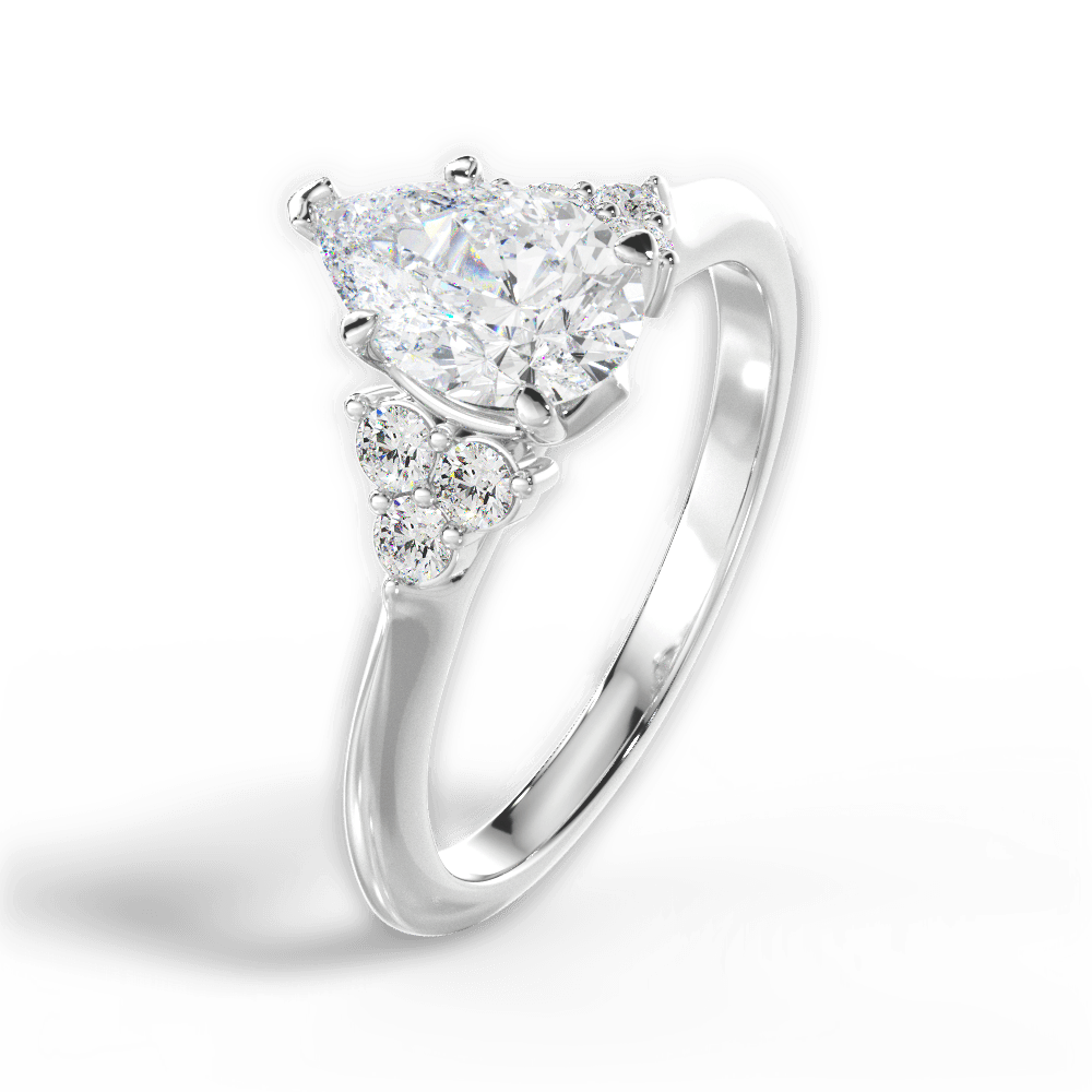 14kt White Gold/18kt White Gold/Platinum/pear/side