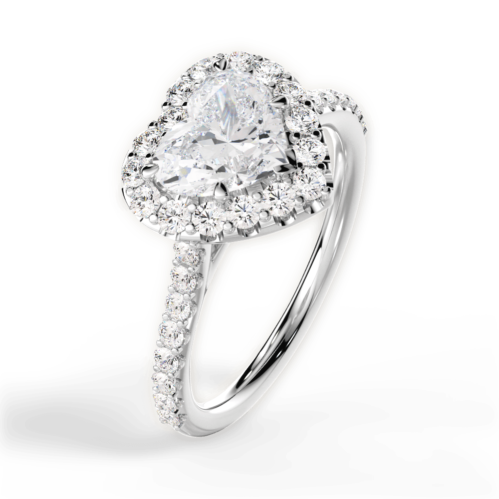 14kt White Gold/18kt White Gold/Platinum/heart/side