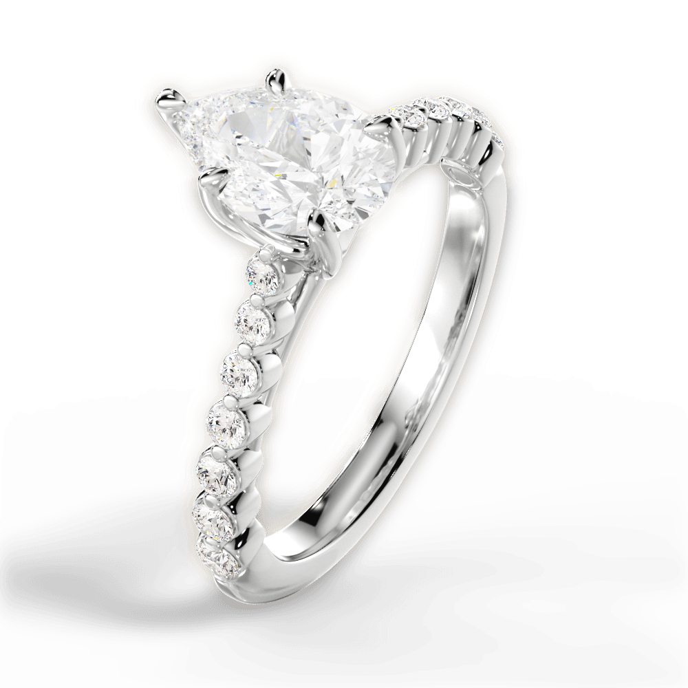 14kt White Gold/18kt White Gold/Platinum/pear/side