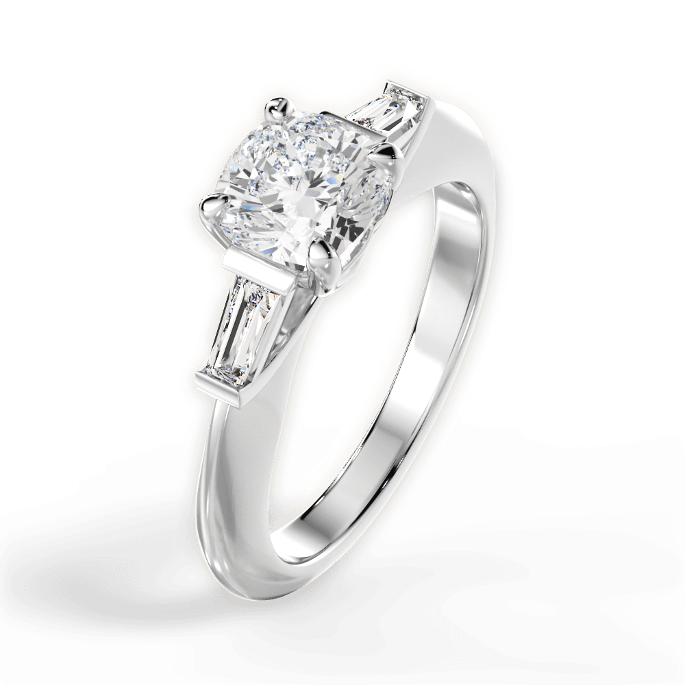 14kt White Gold/18kt White Gold/Platinum/cushion/side