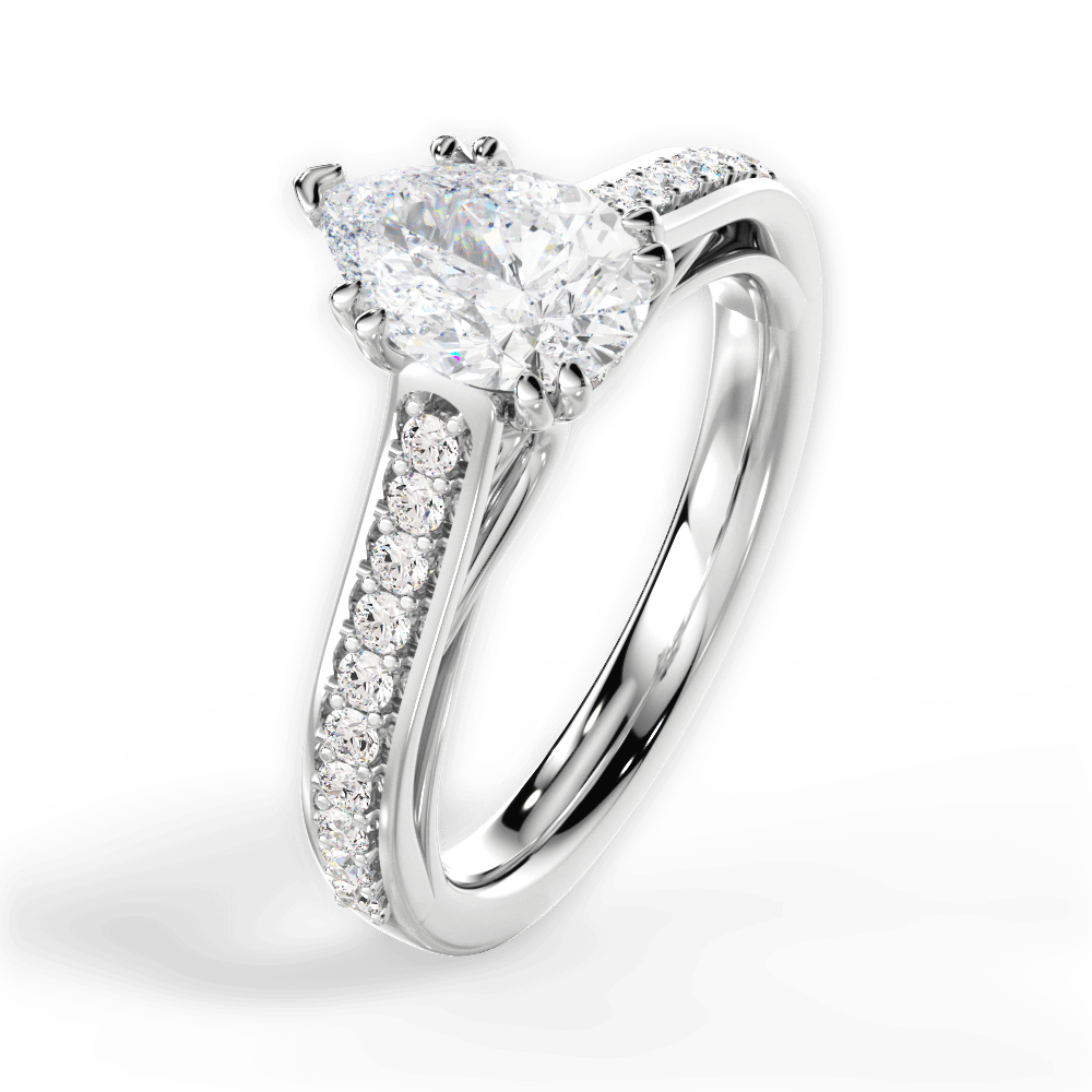 14kt White Gold/18kt White Gold/Platinum/pear/side