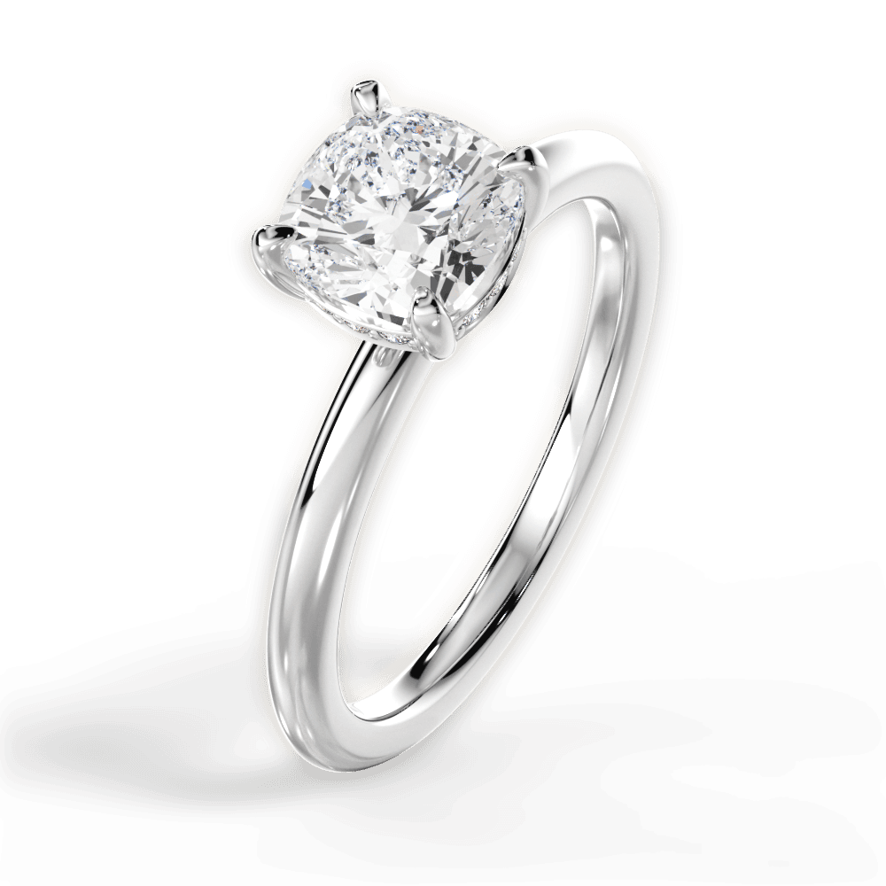 14kt White Gold/18kt White Gold/Platinum/cushion/side