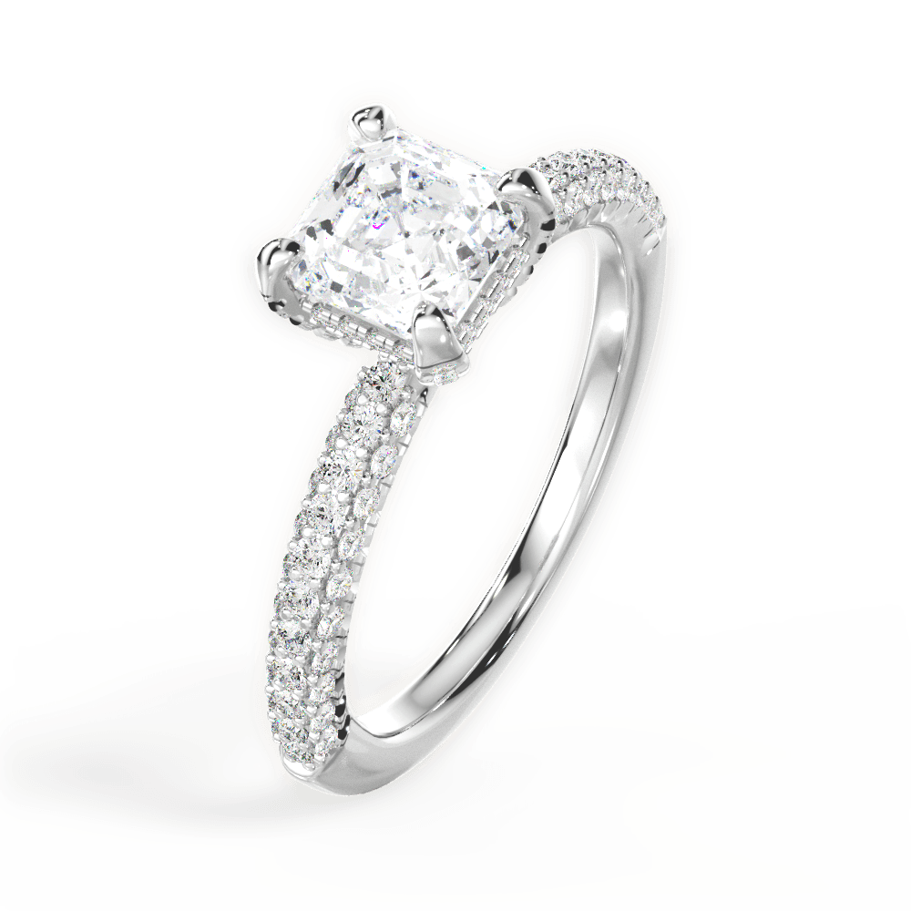 14kt White Gold/18kt White Gold/Platinum/asscher/side