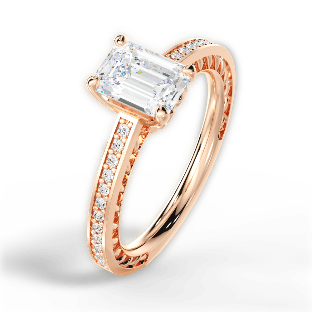 14kt Rose Gold/18kt Rose Gold/emerald/side