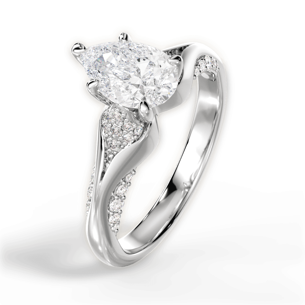 14kt White Gold/18kt White Gold/Platinum/pear/side